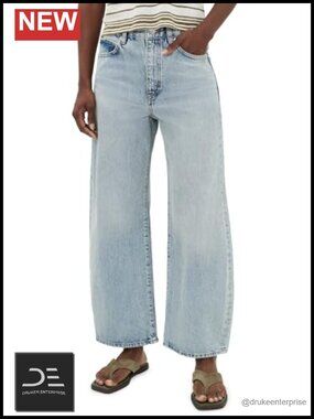 High Rise Cropped Non-Stretch Denim Jeans